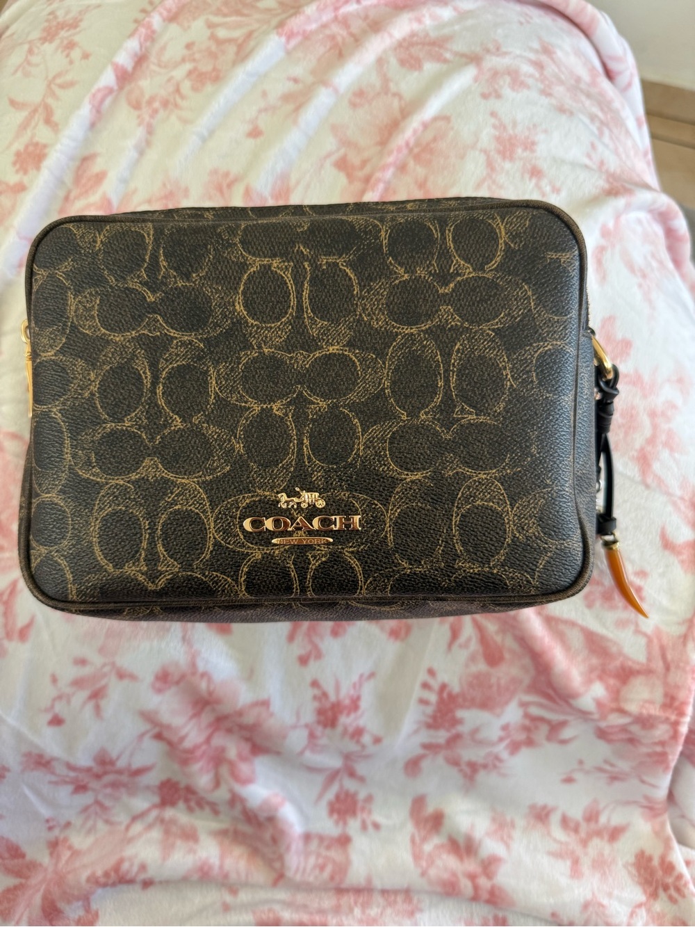 Coach Signature Loved leather Carey gold hardware.
